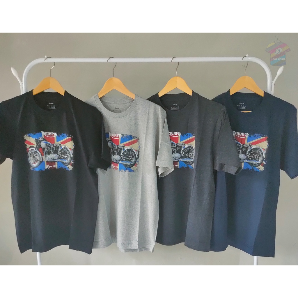 Kaos Distro Seamless Katun Combed Sablon Motor Triumph Tiger 100