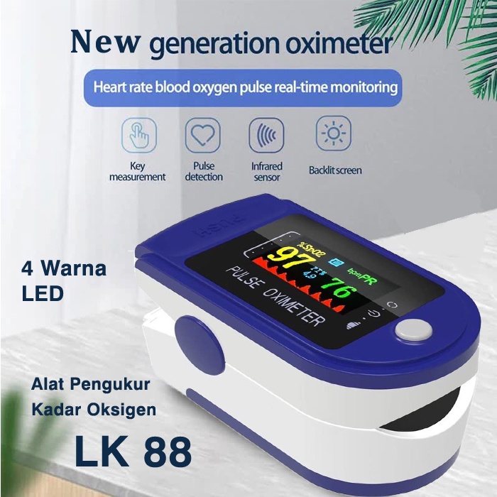 HK-Oxymeter Fingertip Pulse Oximeter Alat Pengukur Saturasi Kadar Oksigen LCD Full Color