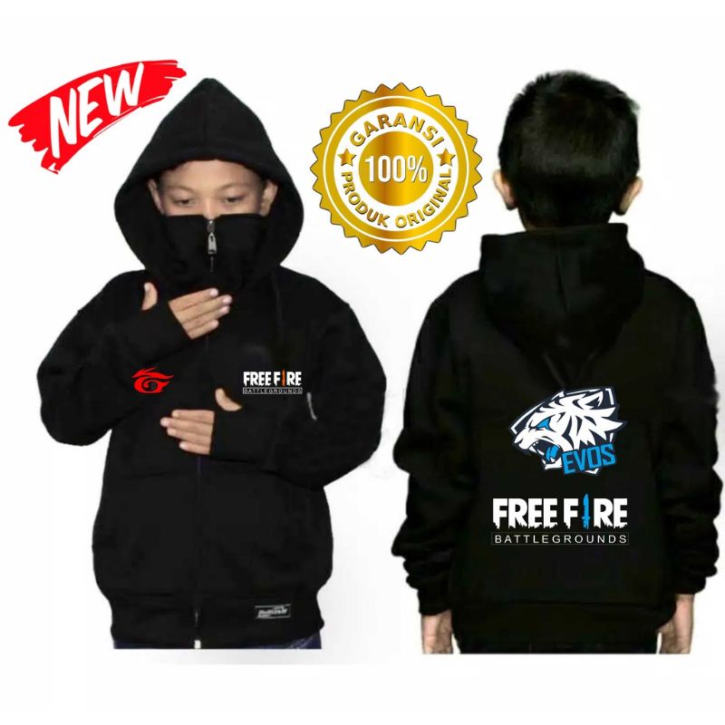 (BISA COD) TERLENGKAP JAKET NINJA /JAKET ANAK LAKI- LAKI / SWEATER HOODIE FREEFIRE BAHAN TEBAL|UNISEX| Usia 7 - 15 thn.