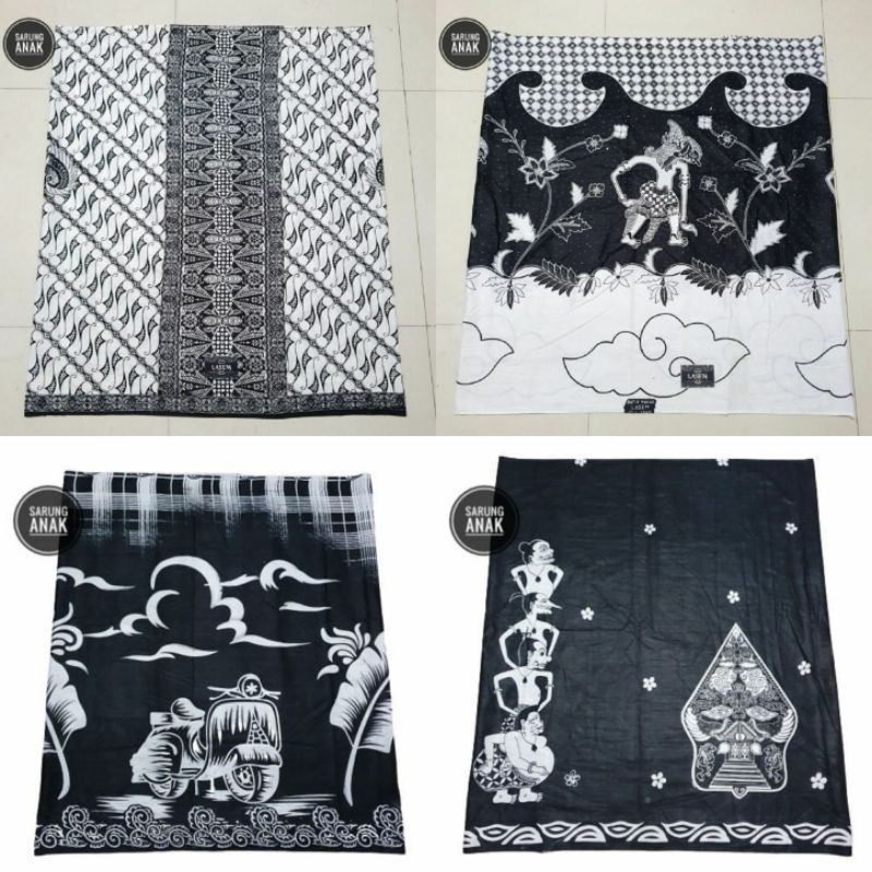 Sarung anak BATIK Pekalongan Hitam putih