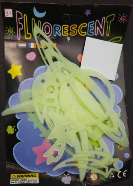 Sticker Fosfor Fluorescent Stiker Glow In The Dark Planet Antariksa Galaxy Bumi Mainan Anak