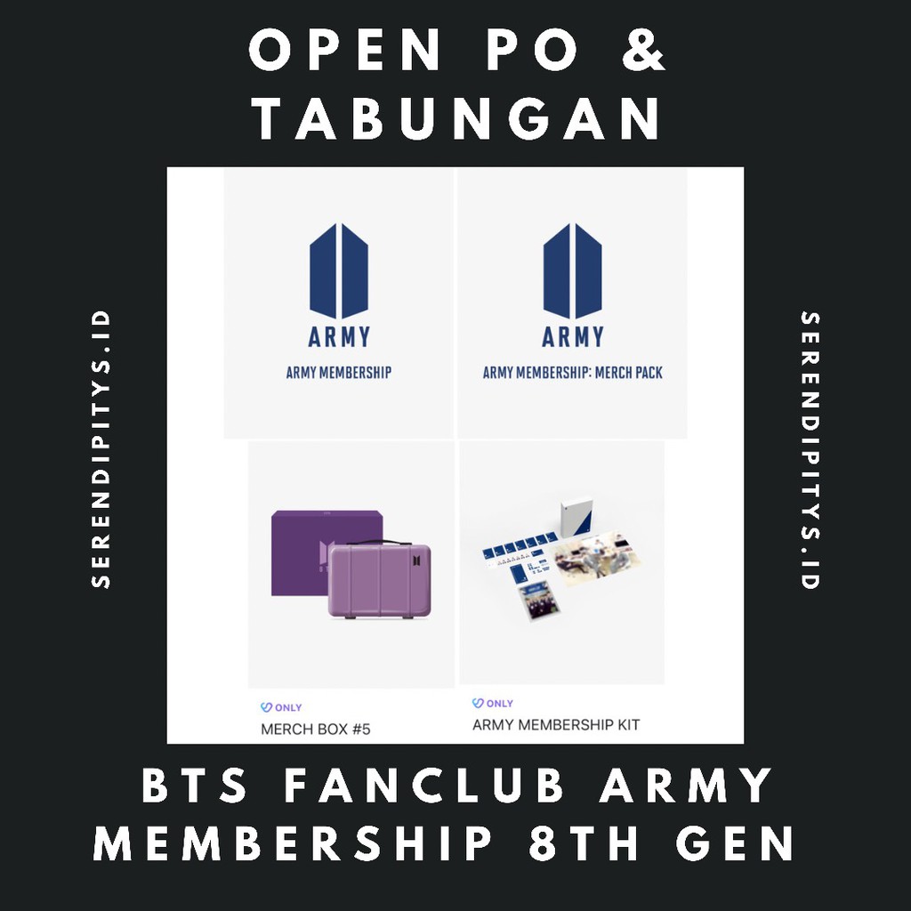 PO BTS GLOBAL OFFICIAL FANCLUB ARMY MEMBERSHIP ONLY & ARMY MEMBERSHIP KIT / ARMY KIT TABUNGAN