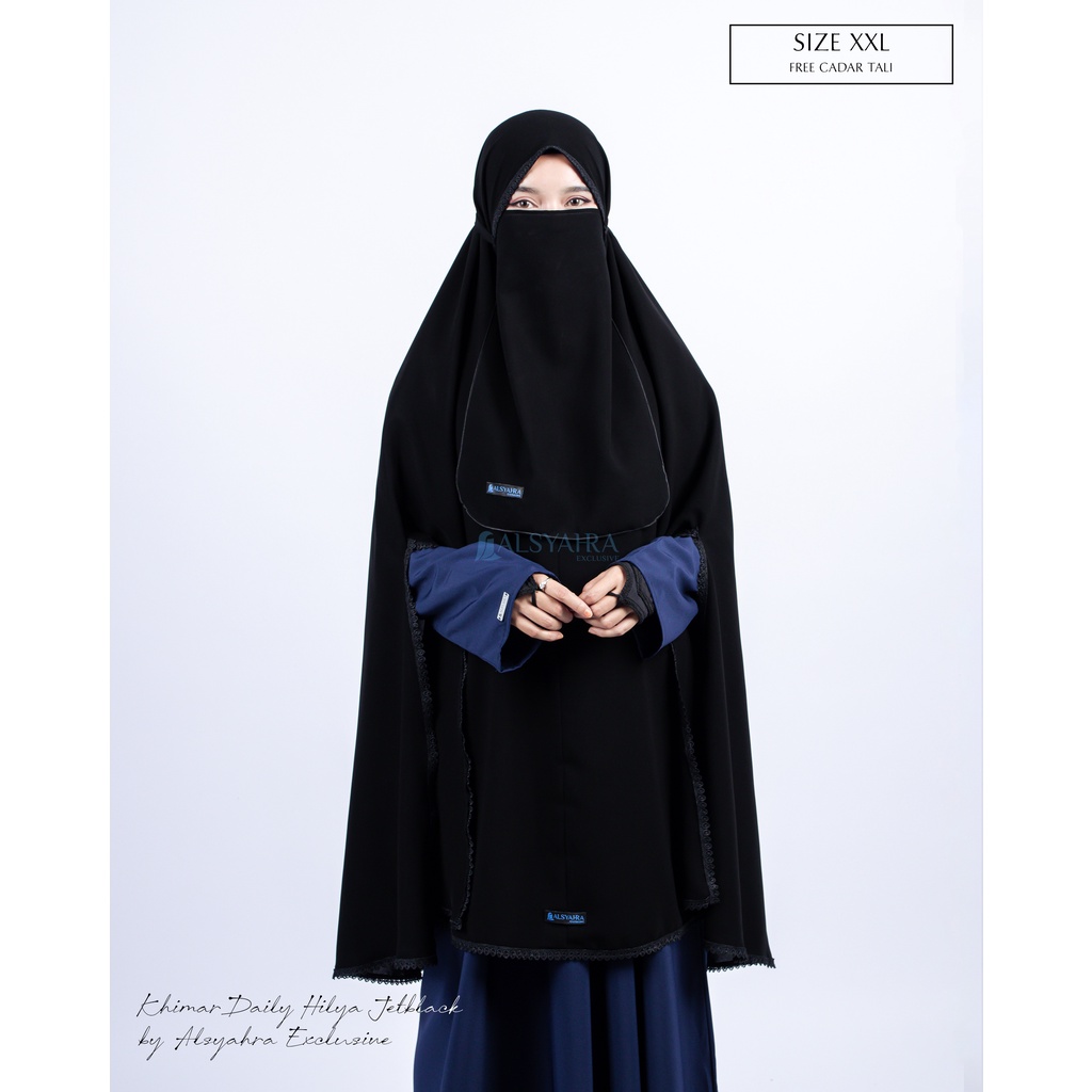 Khimar Daily Handsplit Hilya XXL Jetblack Alsyahra Exclusive