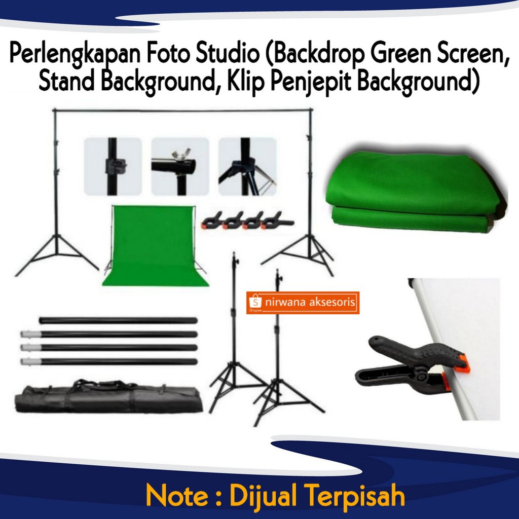 GREEN SCREEN Perlengkapan Foto Studio Stand Background Green Screen Foto Studio Backdrop 1,6M X 3M K