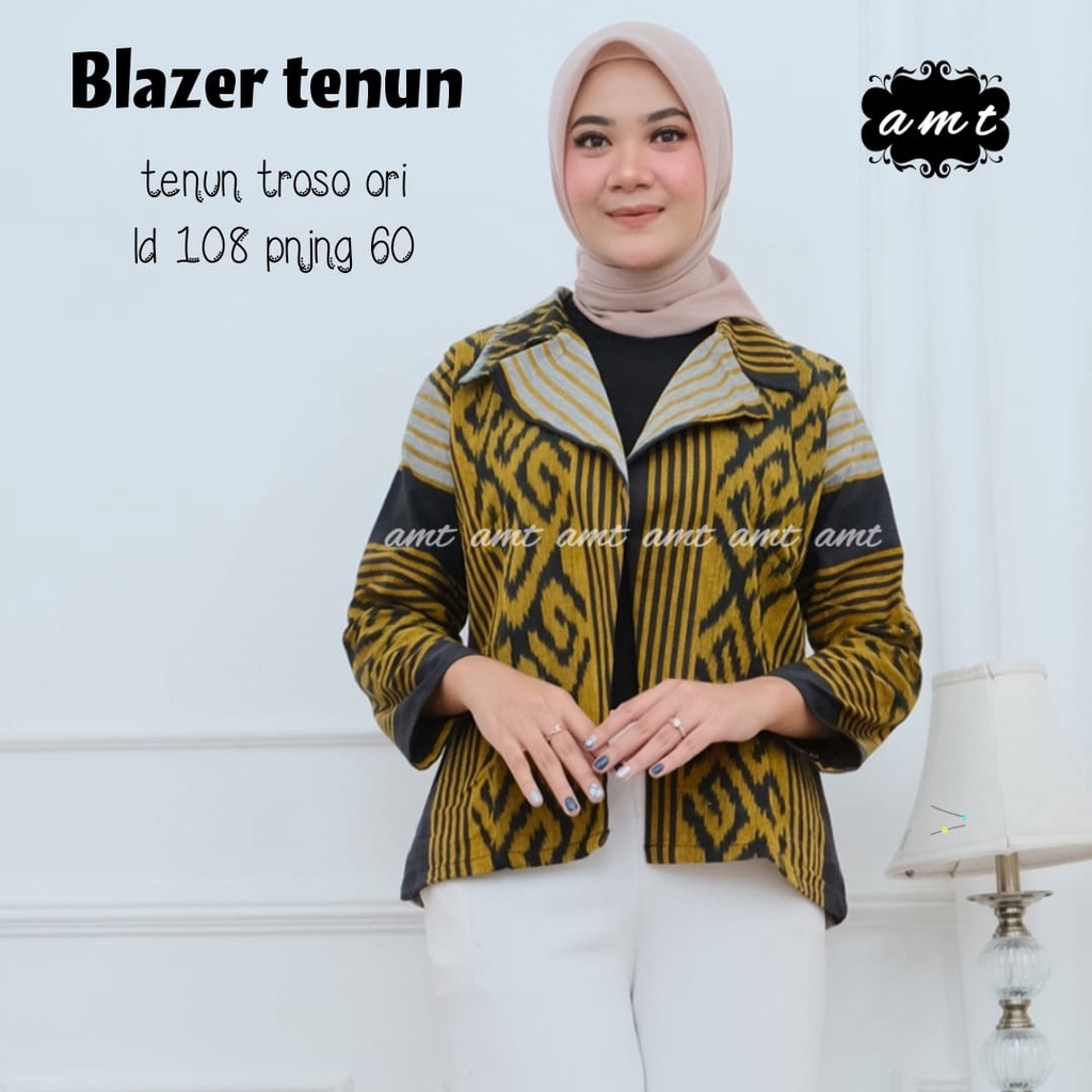 Blazer Batik Tenun by Butik Batik Solo bahan Tenun ORI kode BLAZER TENUN