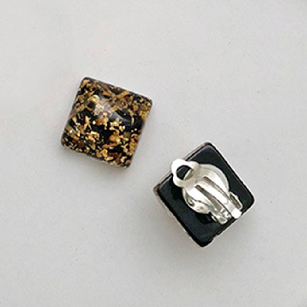 Anting Klip Tanpa Tindik Bahan Resin Bentuk Persegi Geometris Untuk Wanita