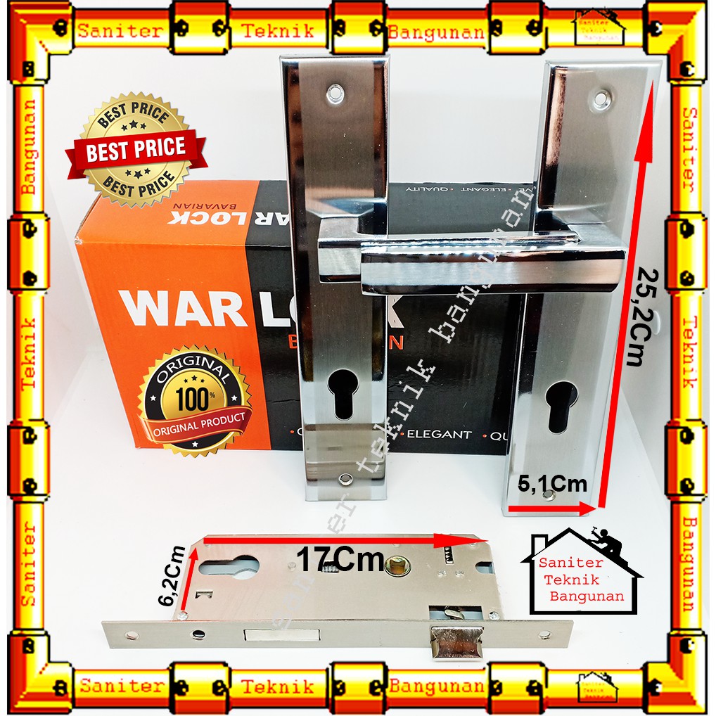 Kunci Pintu Besar Warlock CX3 Handle Gagang Pintu Silver Gold