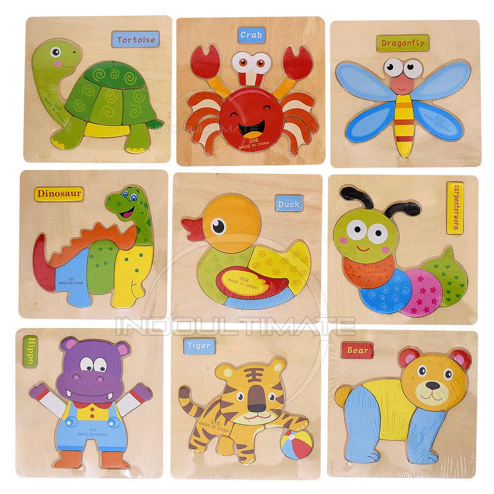 Puzzle Mainan Edukasi Anak Mainan Edukatif Anak Mainan Puzzle Kayu Hewan TO-A12 Puzzle Gambar Hewan