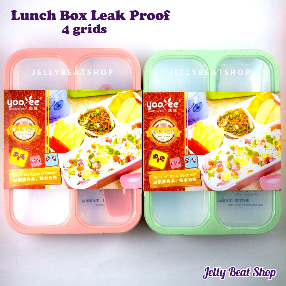 Kotak Makan Lunch box / kotak tempat makan sekat 4 grids leak proof bpa free