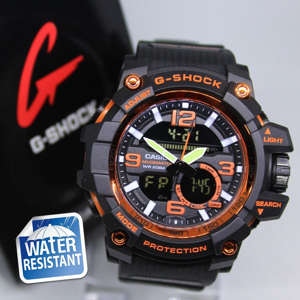 JAM TANGAN PRIA KEREN G-SHOCK GG 1000 ANTI AIR BLACK LIST ORANGE