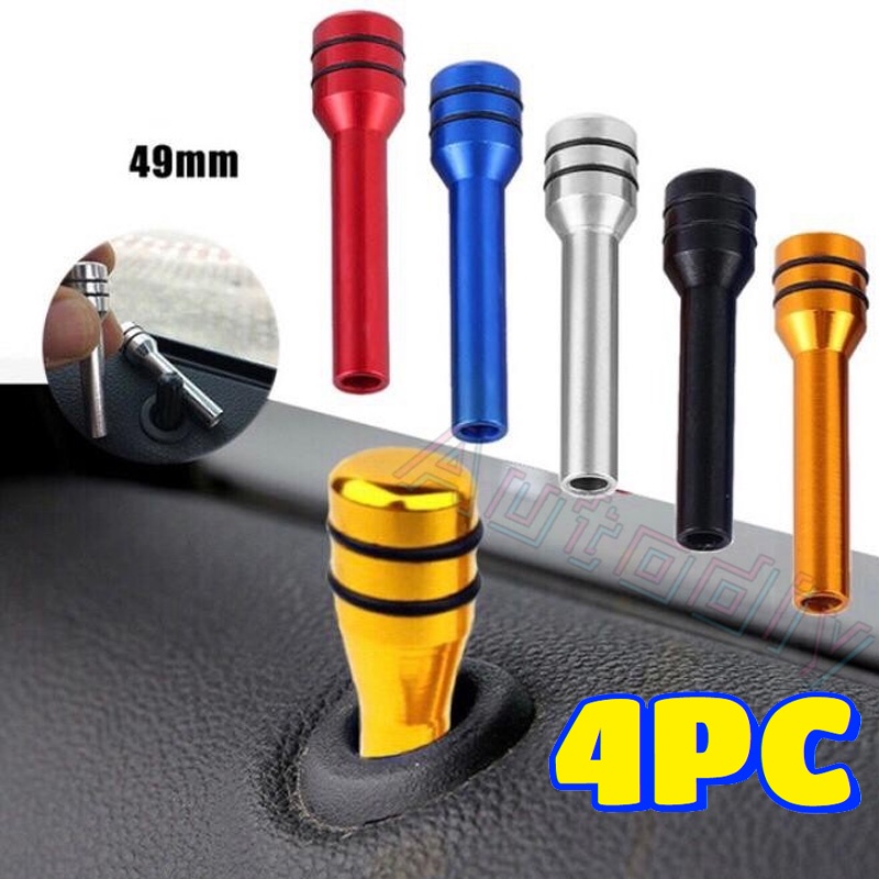 4 Pcs pin Tombol Kunci Gagang Pintu Mobil Universal Bahan Aluminum Untuk Keamanan