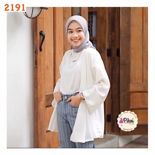 Cardigan putih murah / cardigan polos cantik / outer hijabers / cardigan cewek korea murah / 2191