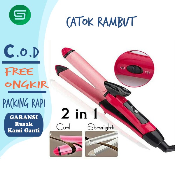 Alat Catok pelurus rambut NHC-2009 / alat meluruskan rambut / Catokan Rambut Mini 2 in 1 Nova