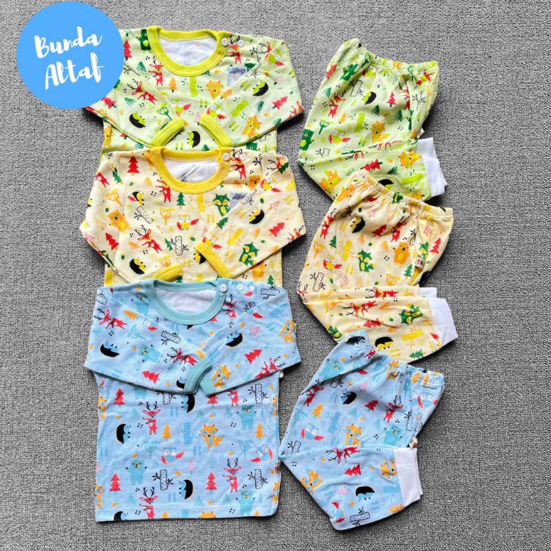 Setelan Baju Bayi Lengan Panjang Usia 0 - 6 Bulan Celana Model Pampers / Popok Baju Tidur Bayi [ Bunda Altaf ]