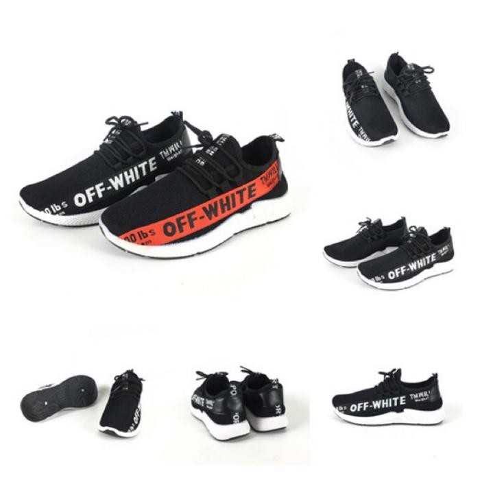 SNEAKERS CASUAL PRIA / SEPATU OFF WHITE / OFF-WHITE BLACK WHITE - 40