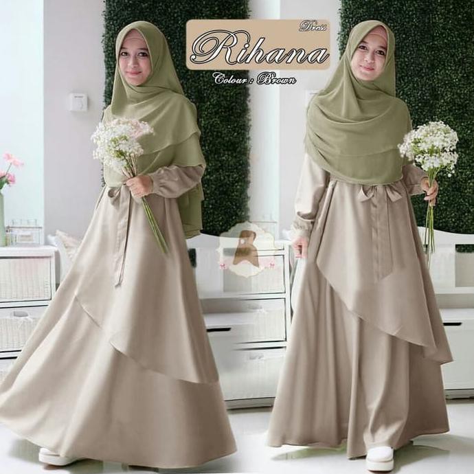 BAJU GAMIS MUSLIM SYAIRI SYARII RIHANA BROWN / GAMIS SYARI PESTA