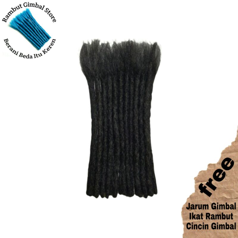 Rambut Gimbal Hitam 20cm Sintetis