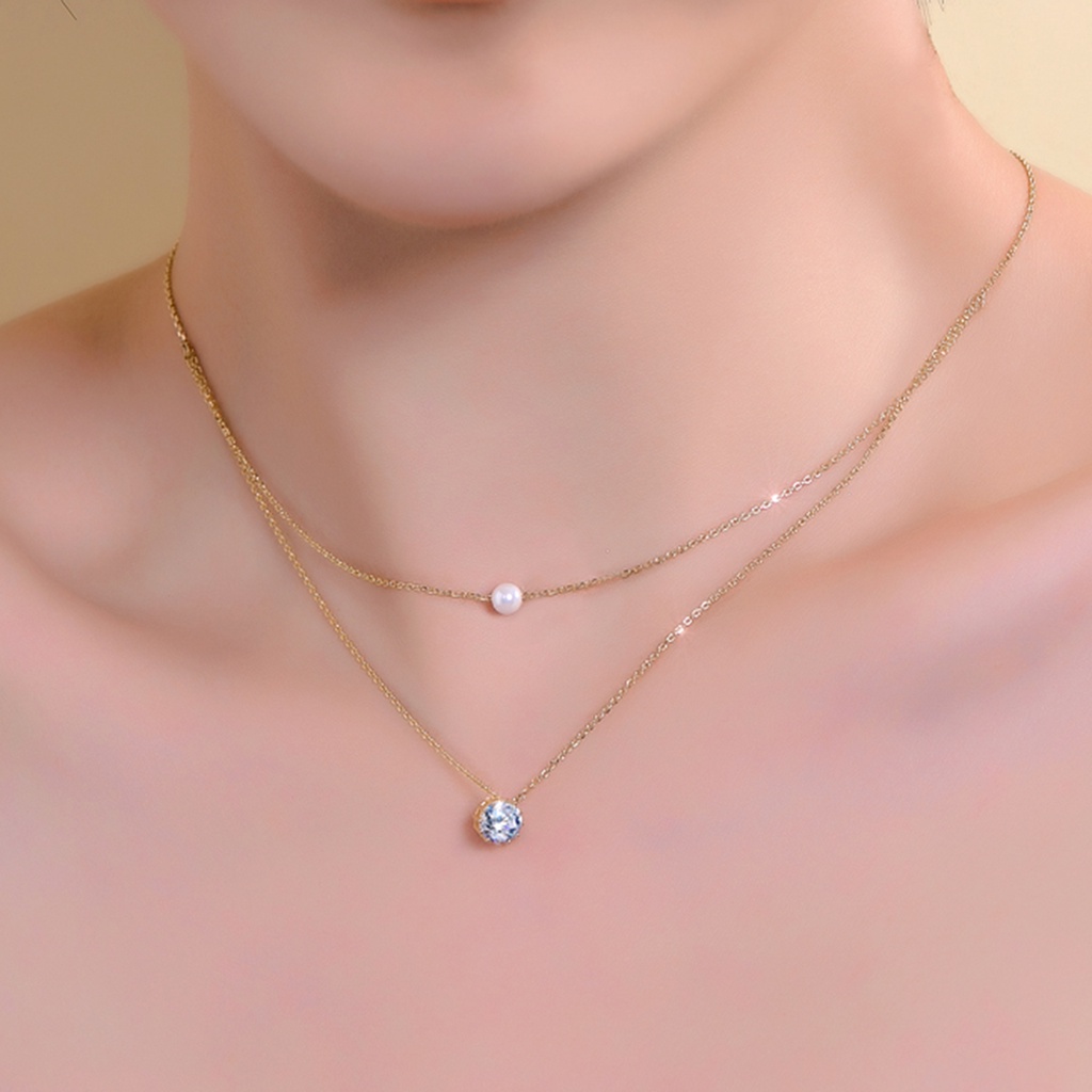 Hu Hu Hu Hu Hu Alat Bantu Pasang Kacamata♡ Kalung Choker Rantai Mutiara Berlian Imitasi Model Double Layer Untuk Wanita