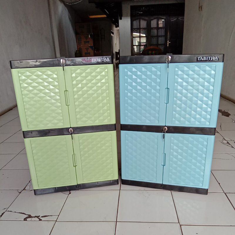 lemari pakaian plastik 2 susun kunci