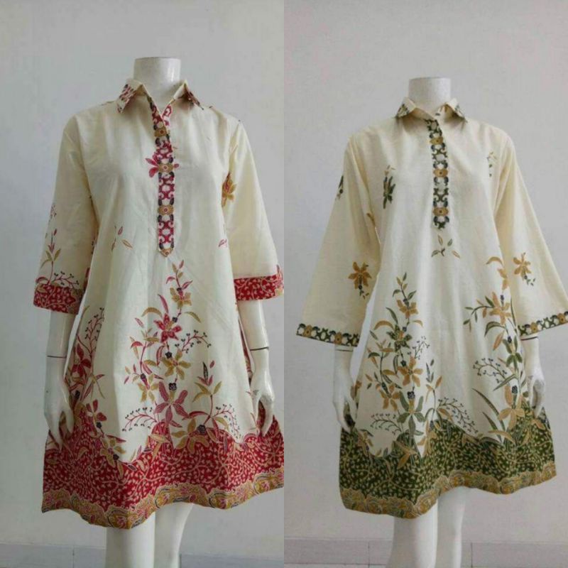 contoh TUNIK BATIK BUSUI KANCING DEPAN ELEGAN CANTIK BAJU ATASAN WANITA