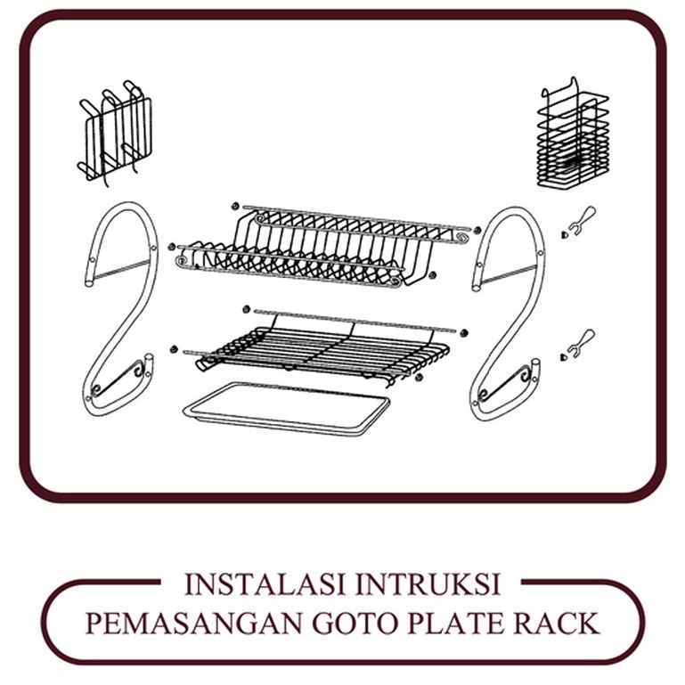 PROMO !!! RAK PIRING Stainless Minimalis 2 Susun Tingkat Peralatan Dapur serbaguna cod-8