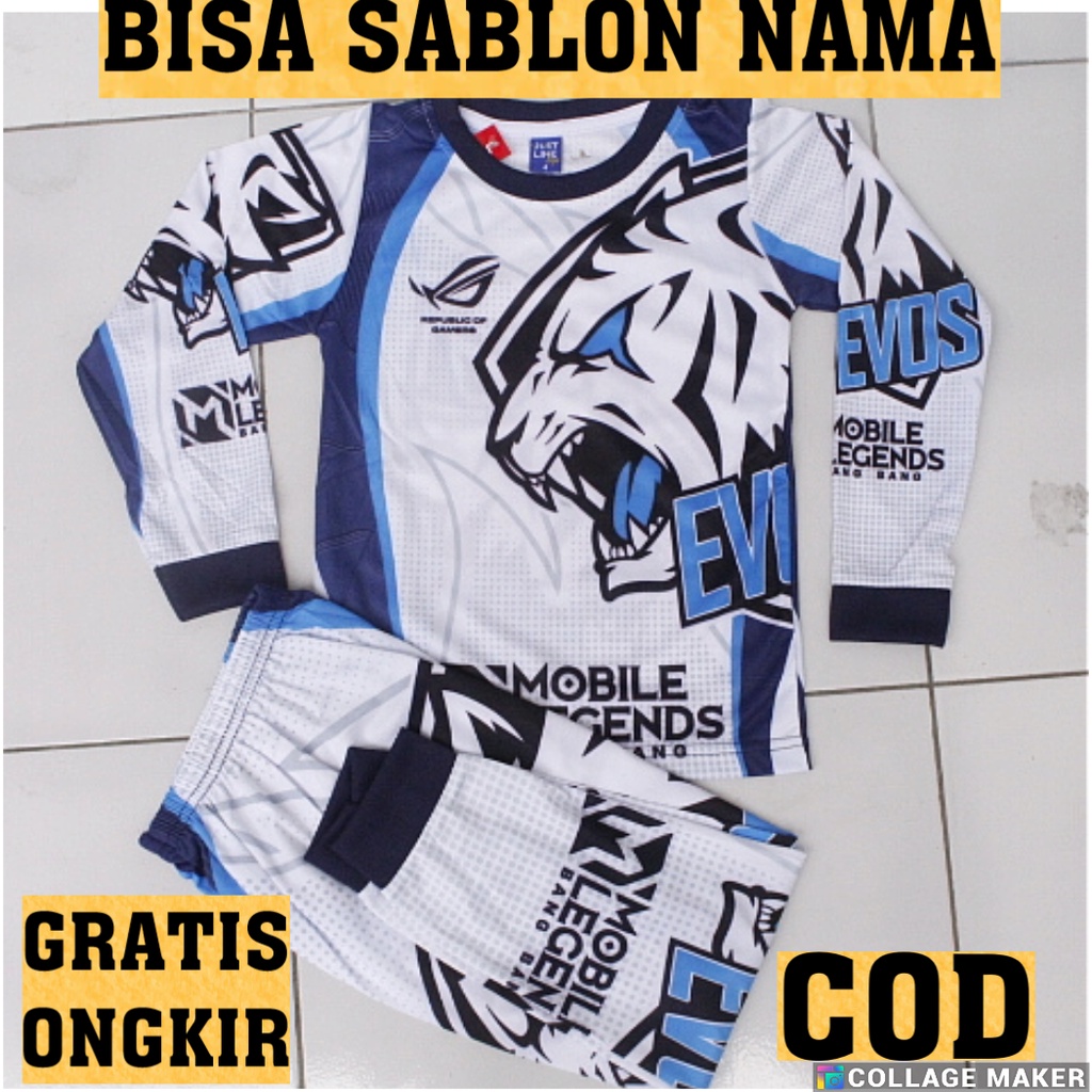 stelan baju ff pubg/baju free fire/stelan anak evos lengan panjang celana panjang