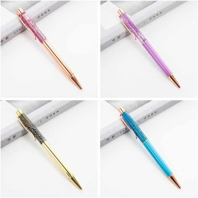 Creatively Luxury Ball-point Flow Oil Crystal Gold Foil Metal Copper Colorful Gold Color Pen