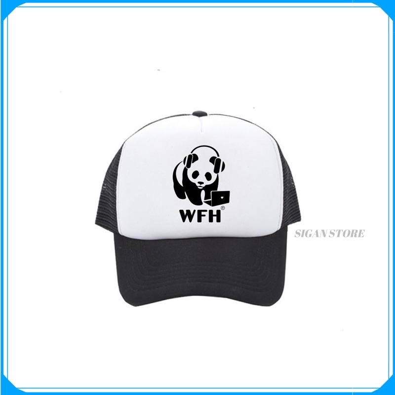 Topi Trucker WFH - HITAM PUTIH