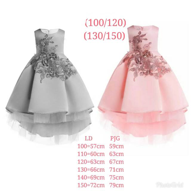 Dress Pesta Pink Anak / Dress Pesta Grey Abu anak