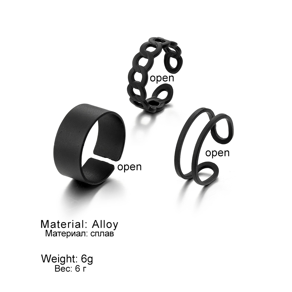 Set Cincin Model Terbuka Desain Kupu-Kupu Warna Hitam Untuk Pria Dan Wanita