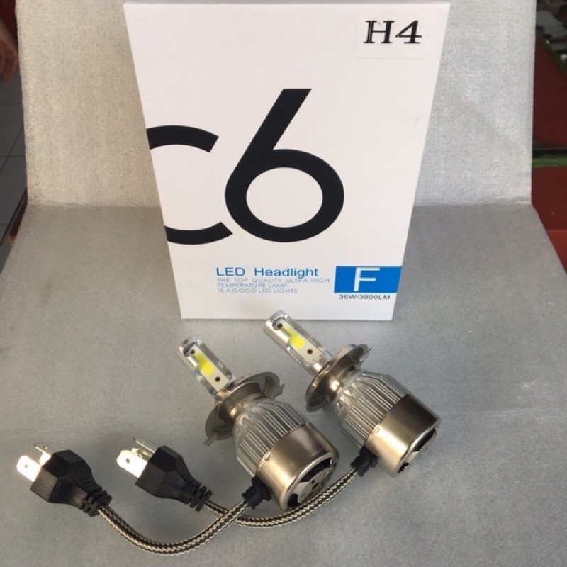 Lampu led mobil h4 c6 lampu utama sepasang