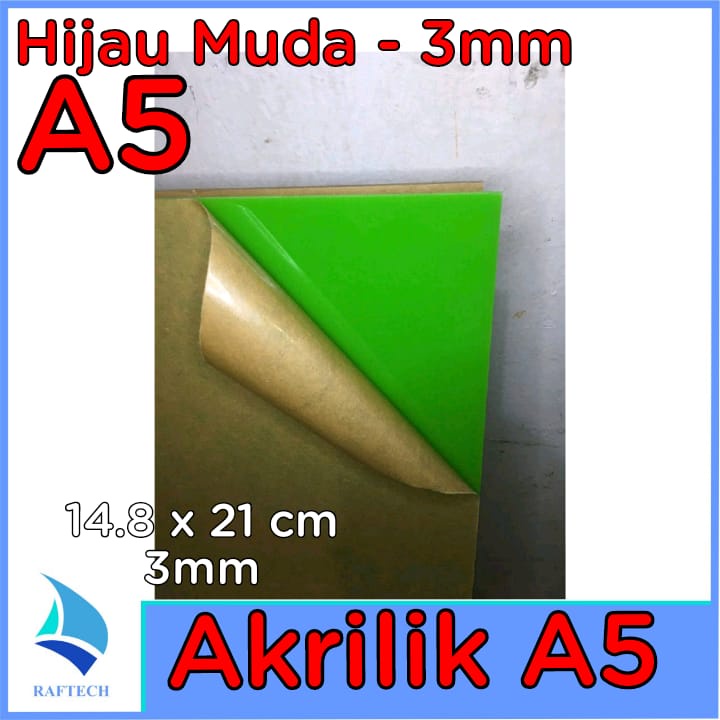 Akrilik A5 Lembaran 3mm Acrylic 3 mm Hijau Muda Marga Cipta