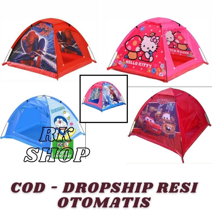 Tenda Camping Anak Karakter Kartun Karakter Spiderman Frozen HK Cars / Pop Tent Anak