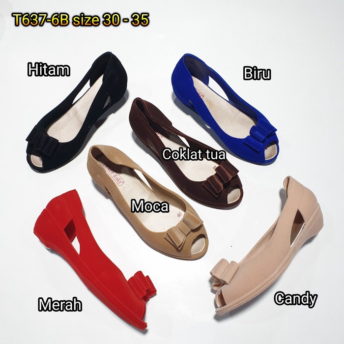 BARA BARA ORIGINAL jelly shoes anak bludru barabara sepatu import T637-6B