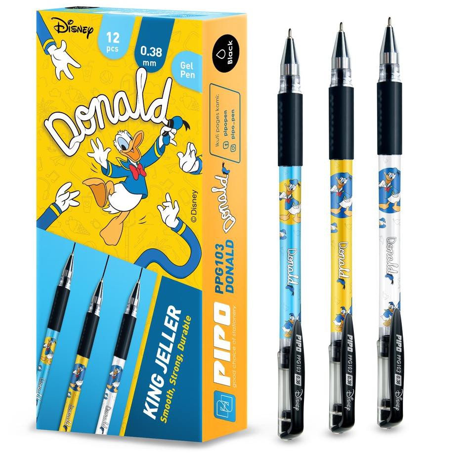 

Tidak Diragukan.. [PPG103] PIPO Donald Duck Pulpen Lucu 0.38mm isi 12 pcs Tinta Hitam