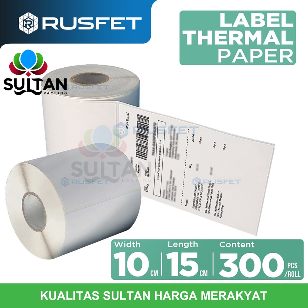 

Label Kertas Stiker Thermal Rusfet 10x15 300 Resi Paper sticker printer - label 10x15 300