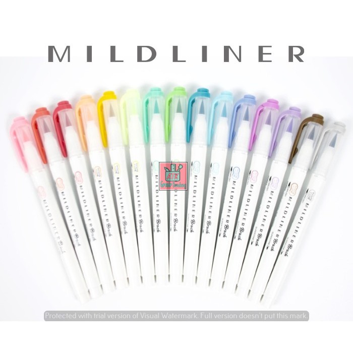 

Mildliner Brush Pen Zebra #WFT8 Double Ended Highliter Tip Pastel Brush & Super Fine Satuan - SHAGB