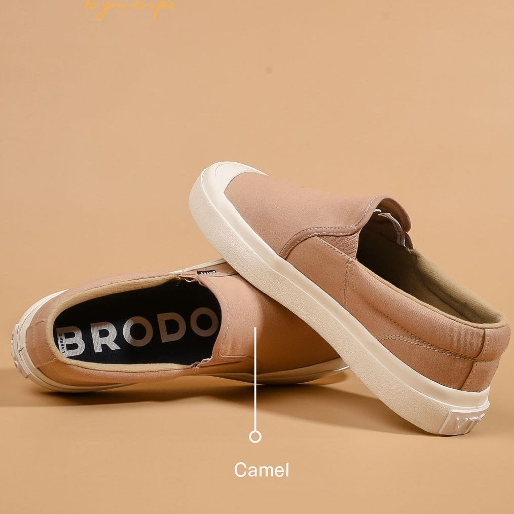 Sepatu Pria Wanita Brodo Vantage V2 Slip On/Slop(Olive/Navy/Camel/Teracota/Black/Ivory)-Camel