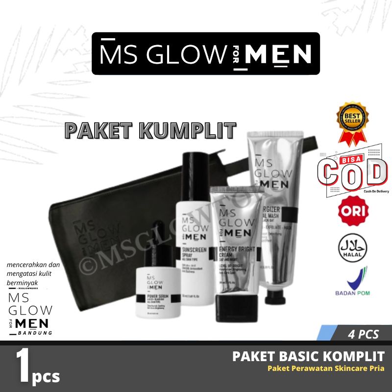 MS GLOW FOR MEN ORIGINAL PAKET WAJAH PRIA LENGKAP 100% Ampuh Hilangkan Jerawat dan Memutihkan