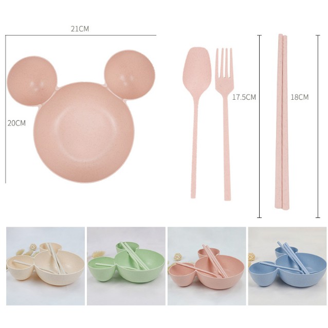 Tempat makan set mickey lengkap SET Peralatan makan anak murah Tableware anak mickey lucu import