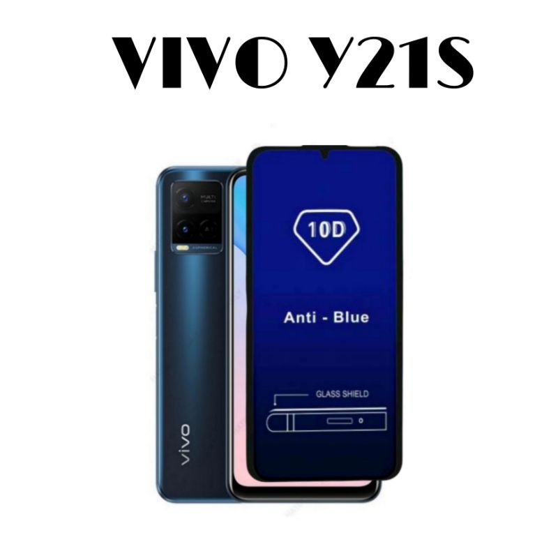 PROMO 2IN1 Tempered Glass Blue VIVO Y21s Y21 Y33s Y21T Tg Anti Radiasi Full Layar High Quality Bonus lens Camera