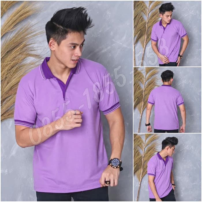 Kaos polo Ungu tua kerah Ungu Muda/ kaos kerah / poloshirt - Tulis No Warna, S