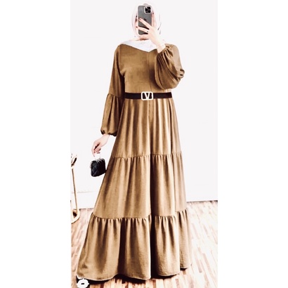 Gamis Midi Dress Tangan Balon Gamis Sabuk Gamis Midi Sabuk Gamis Remple