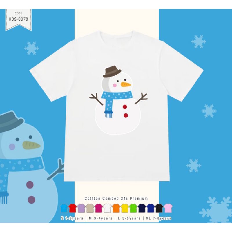 KAOS ANAK EDISI NATAL BONEKA SALJU/KIDS T-SHIRT SNOW MAN