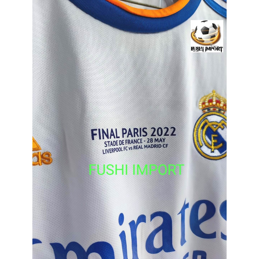 Jersey Baju Bola Madrid Home Final Liga Champions 2021 2022 Grade Ori