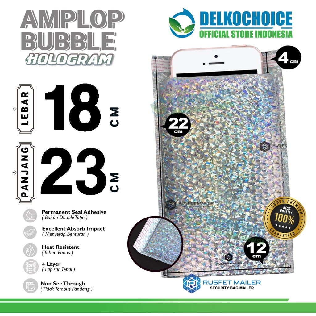 

Amplop Bubble Mailer HOLOGRAM 18x23cm Bubblewrap Envelope Packing Online Rusfet Premium / SATUAN