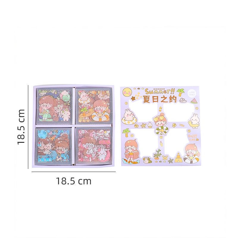 100 Lembar Stiker Motif Kartun Tahan Air Untuk Dekorasi