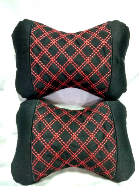 Bantal mobil full dakron anti alergi motif jahit bordir 2pcs