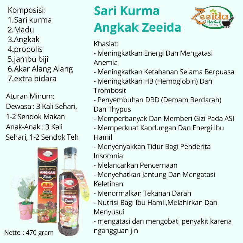 Sari Kurma Angkak Zeeida Dgn Propolis, Bidara dan Jambu Biji Menaikan Trombosit - Menjaga Daya Tahan