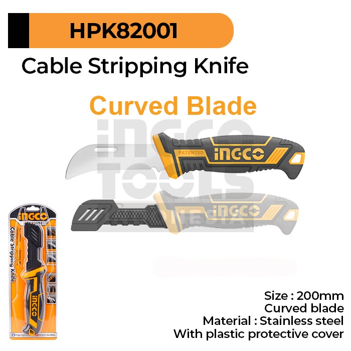 Cable Stripping Knife (Curved 8") INGCO HPK82001 Pisau Bengkok Kupas Pengupas Kabel Stainless Steel